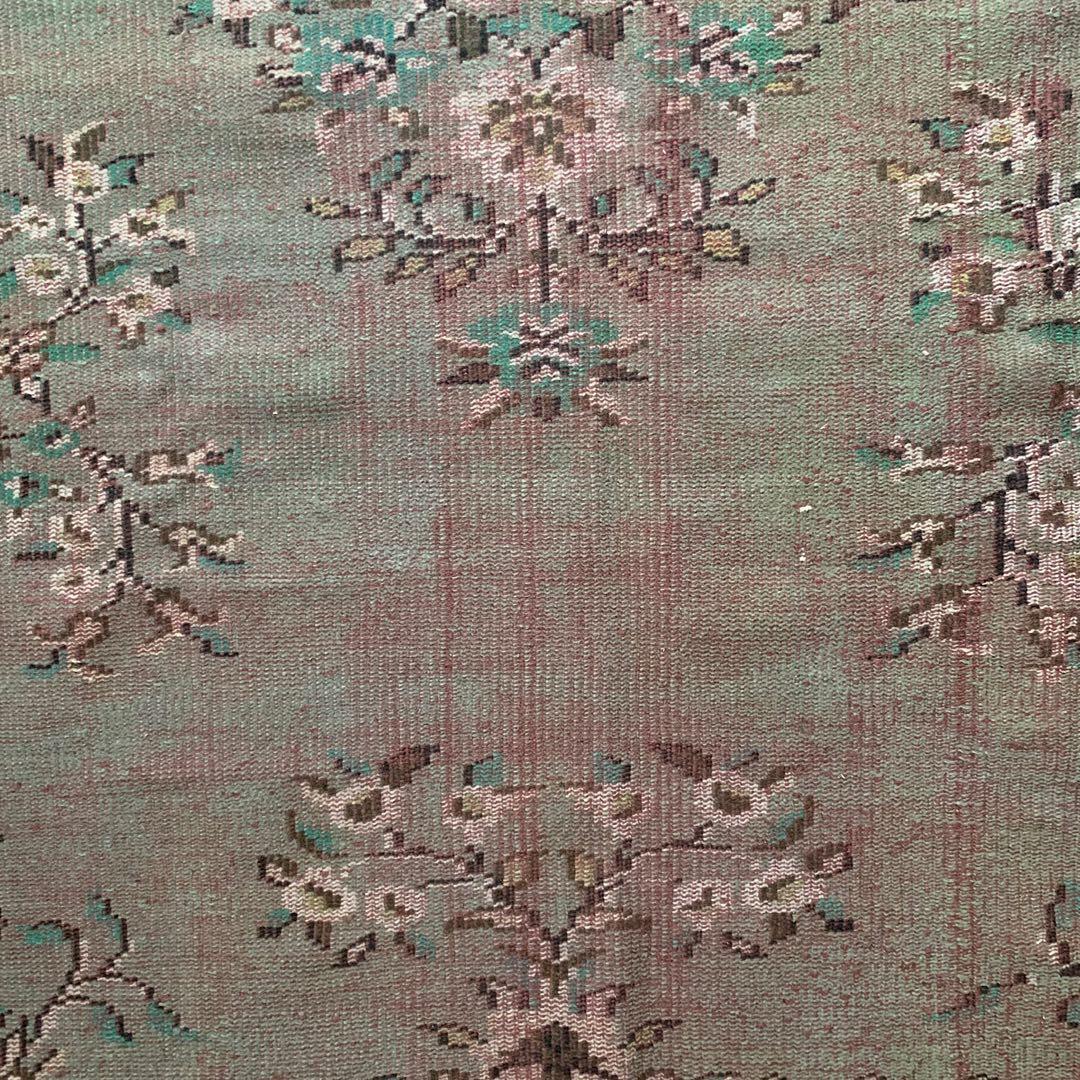 トルコヴィンテージラグ　超大判　オーバーダイ　253×143グリーン　トルコラグ