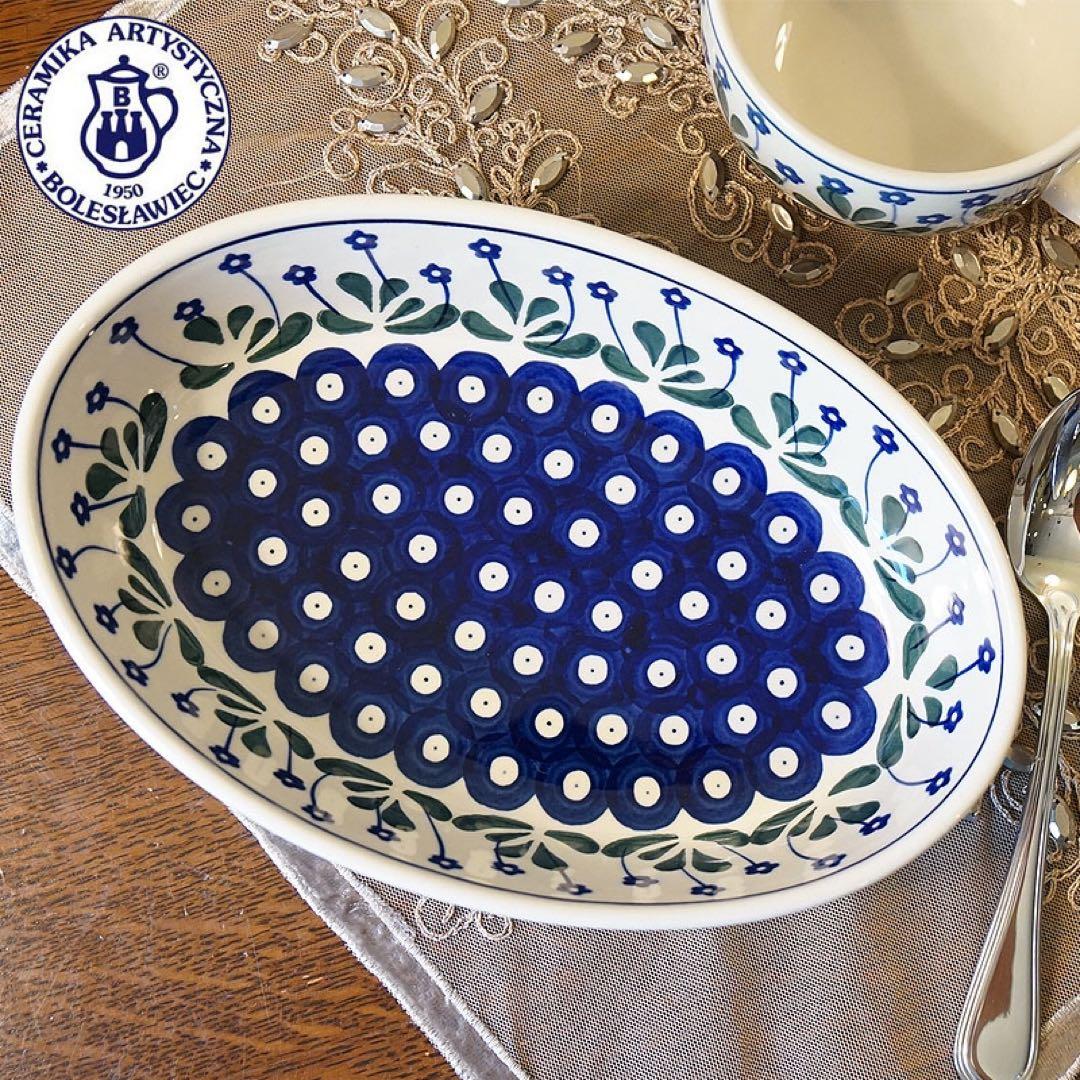 ポーリッシュポタリーオーブン皿・オーバルミニ3柄×２枚　６枚セット