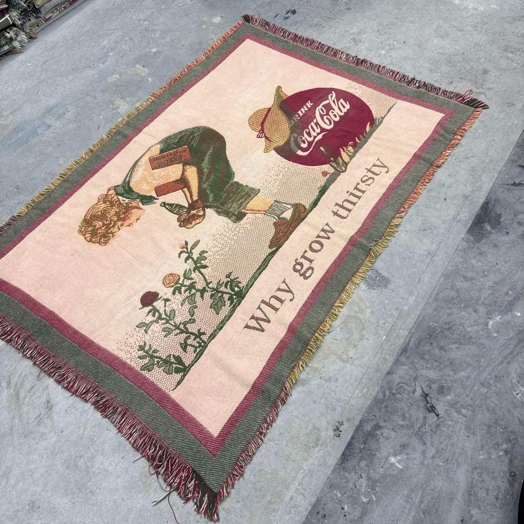 コカコーラ　マルチカバー　ソファーカバー　ヴィンテージラグ　118x175