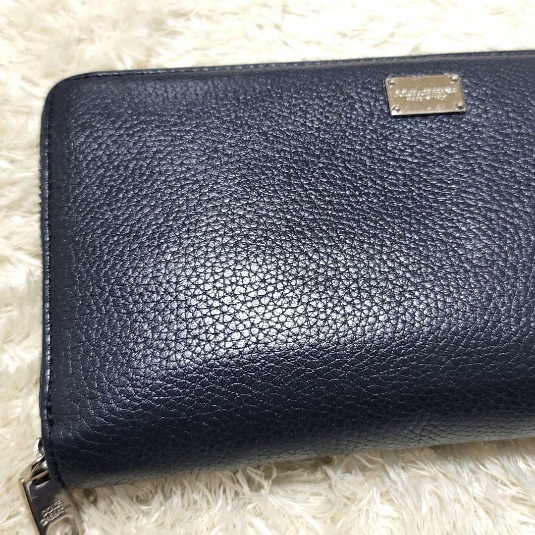 美品 DOLCE&GABBANA ラウンドファスナー 長財布 ダークネイビー