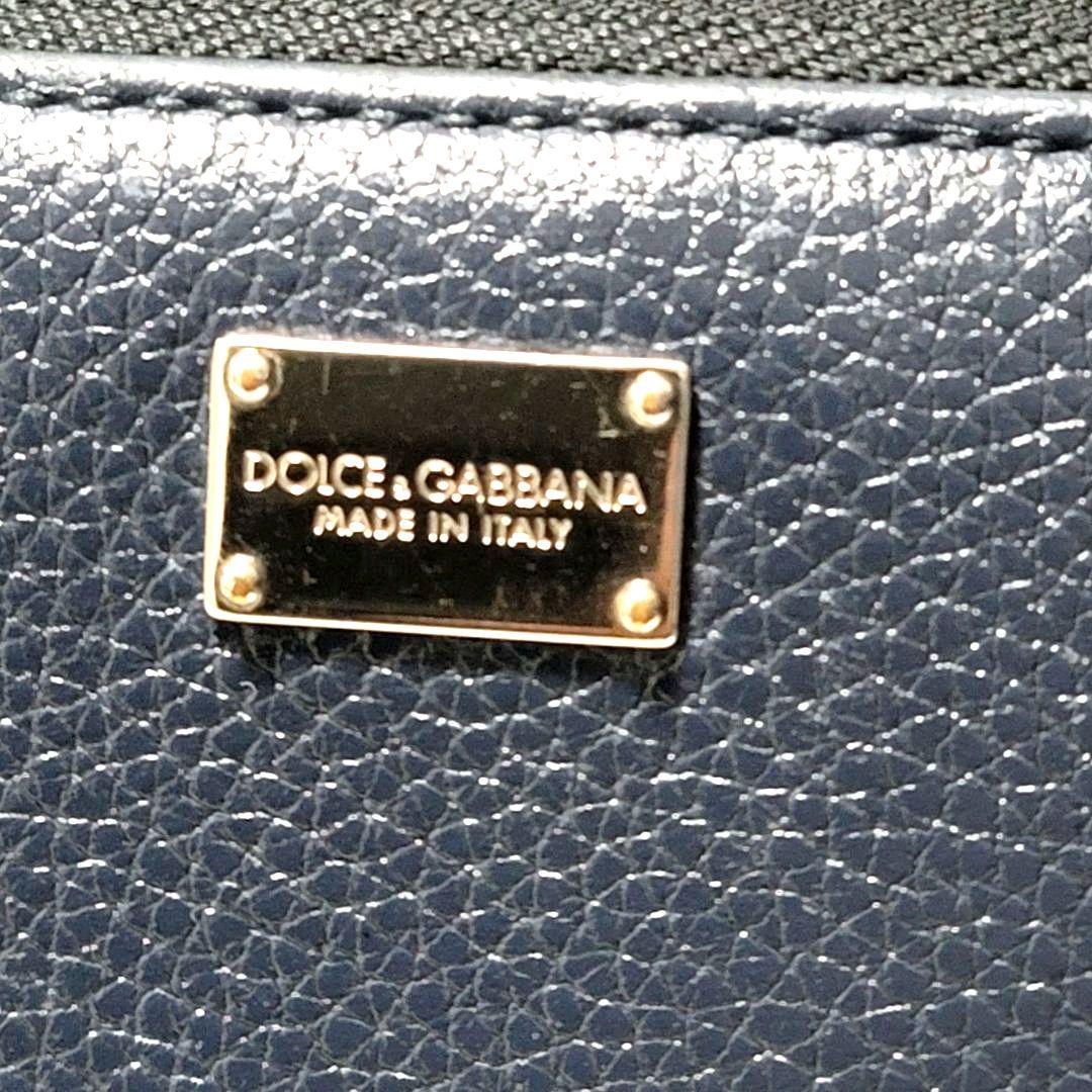 美品 DOLCE&GABBANA ラウンドファスナー 長財布 ダークネイビー