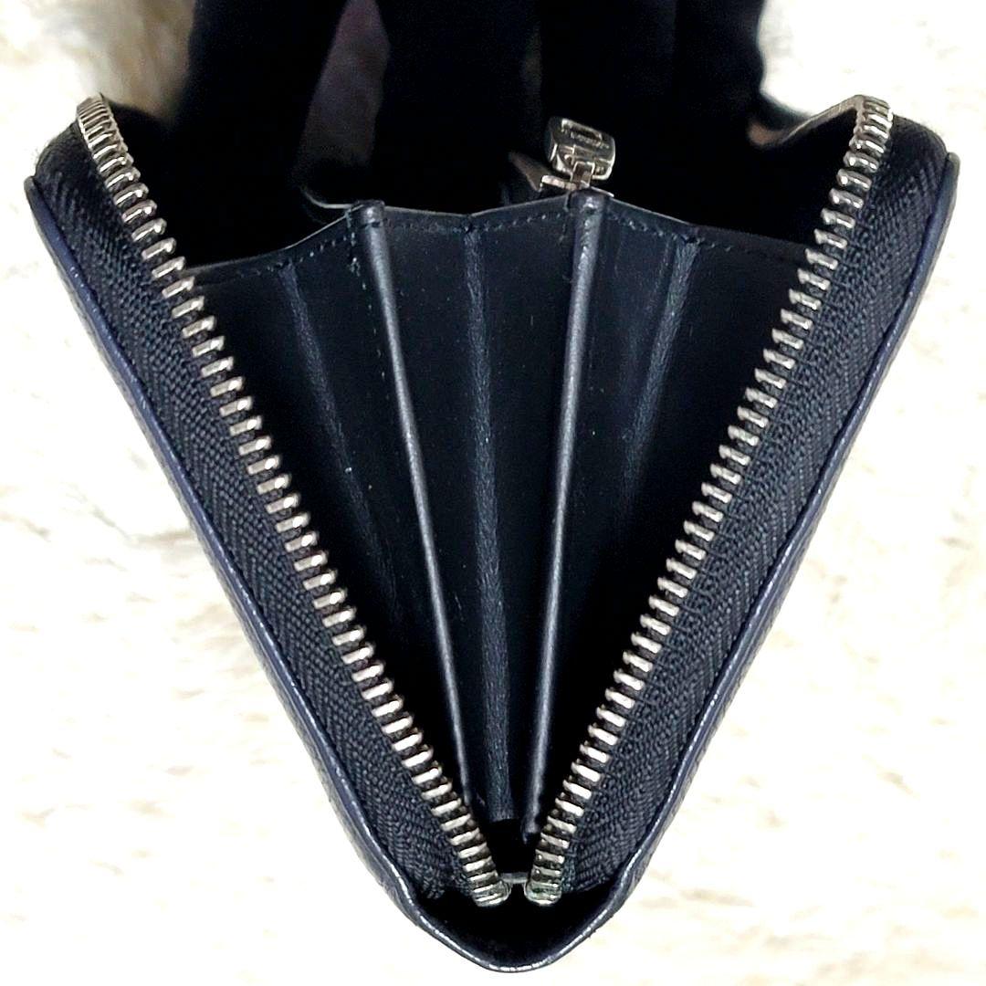 美品 DOLCE&GABBANA ラウンドファスナー 長財布 ダークネイビー