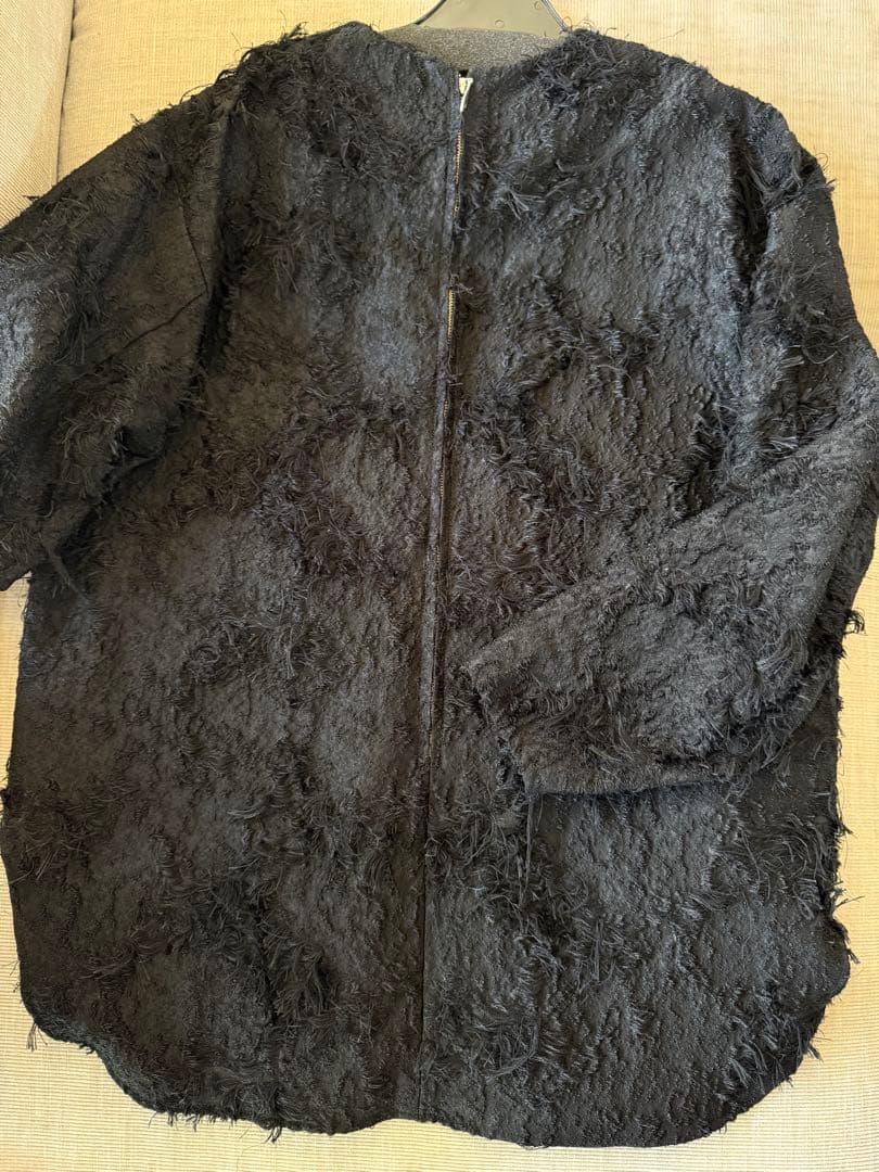 【美品】OHGAフリンジデザイン ジャガードトップス黒