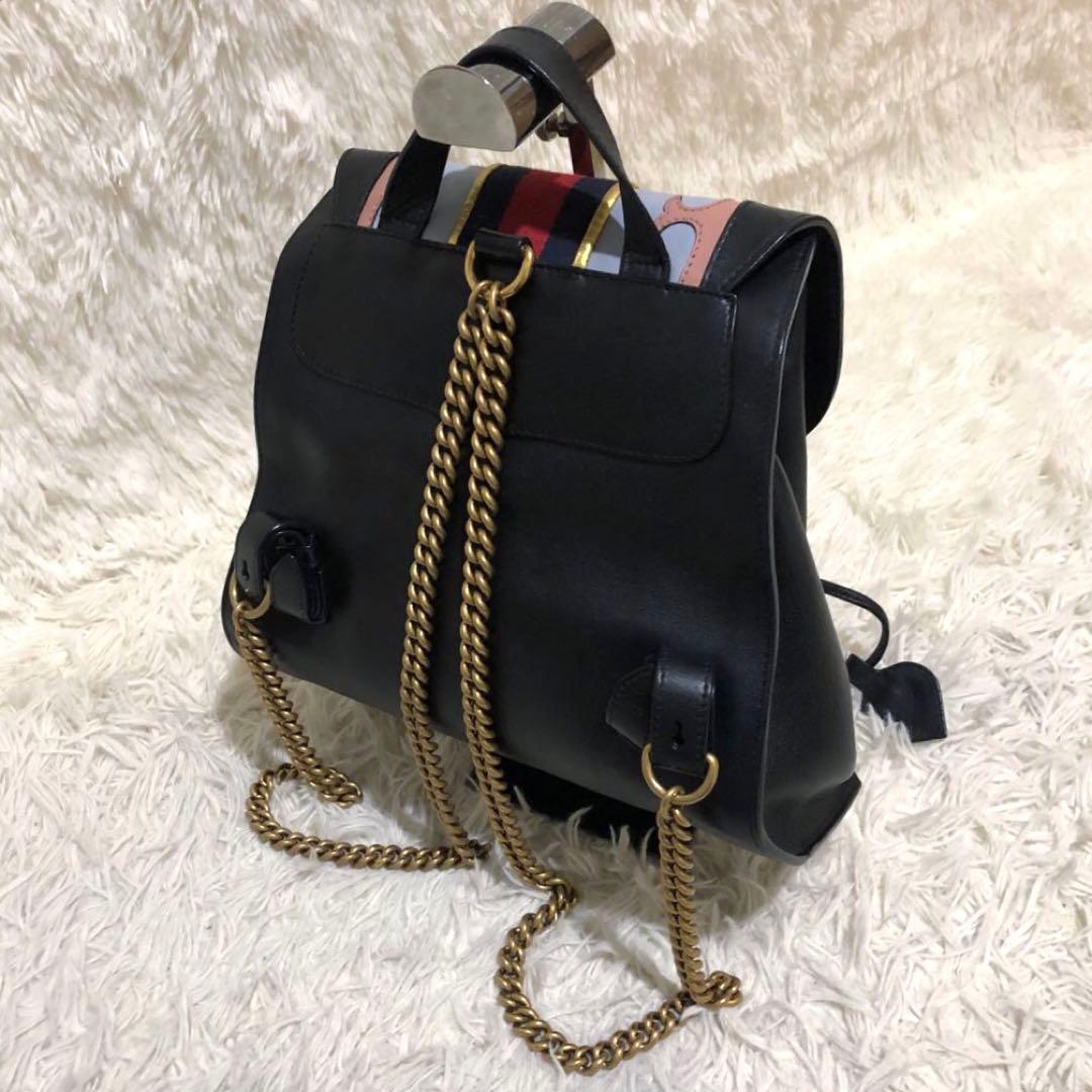 未使用級✨グッチ レザー ミニ リュック チェーン シェリーライン ブラック