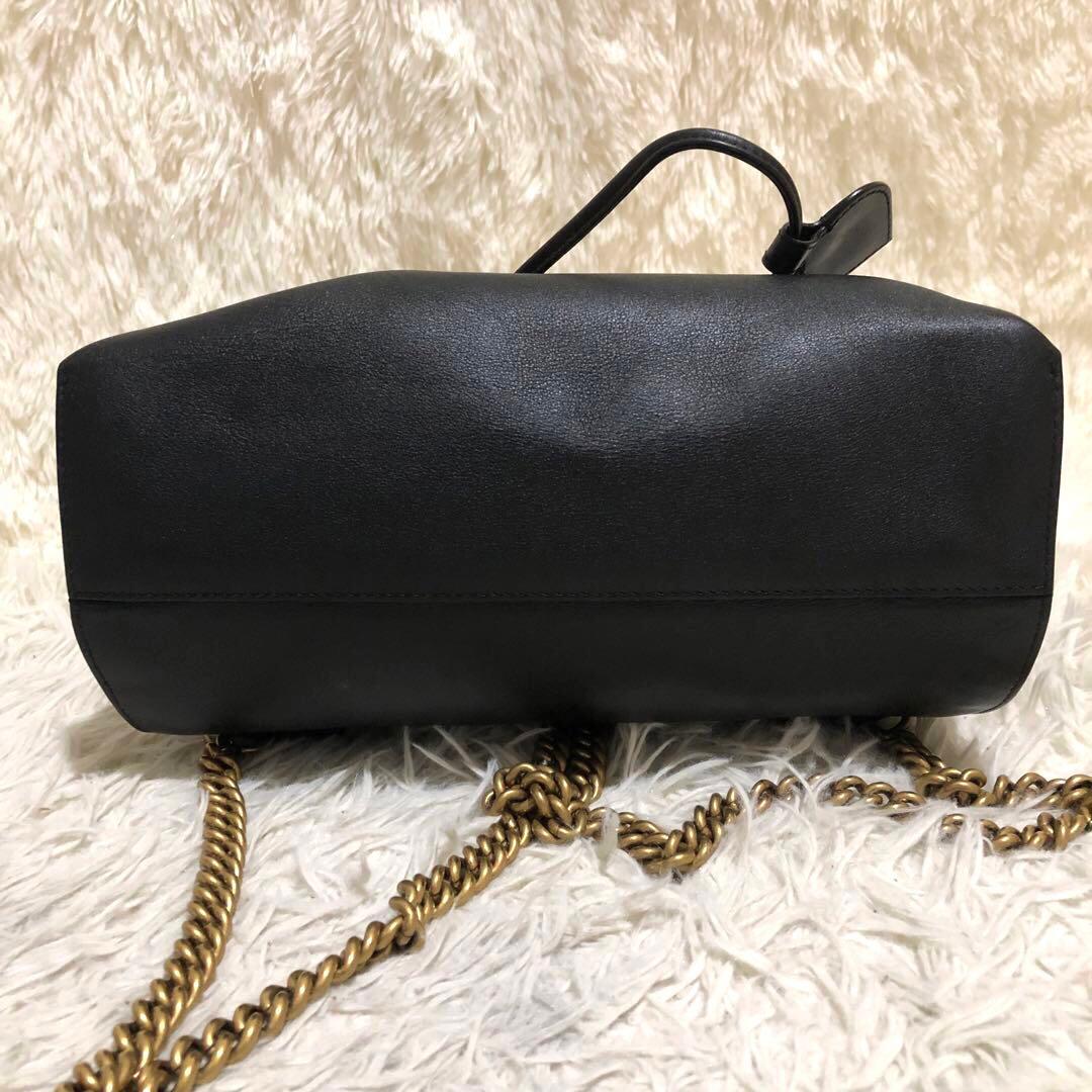 未使用級✨グッチ レザー ミニ リュック チェーン シェリーライン ブラック
