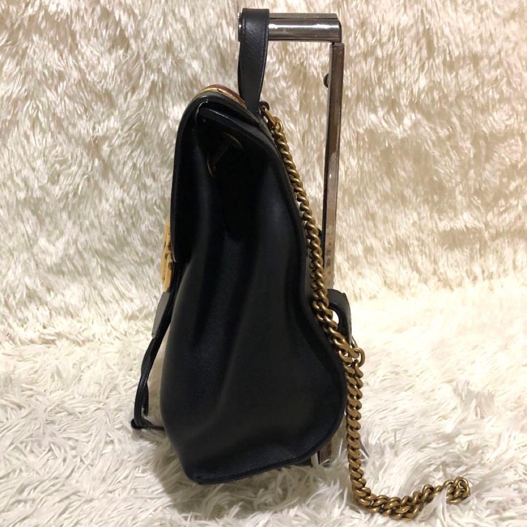 未使用級✨グッチ レザー ミニ リュック チェーン シェリーライン ブラック