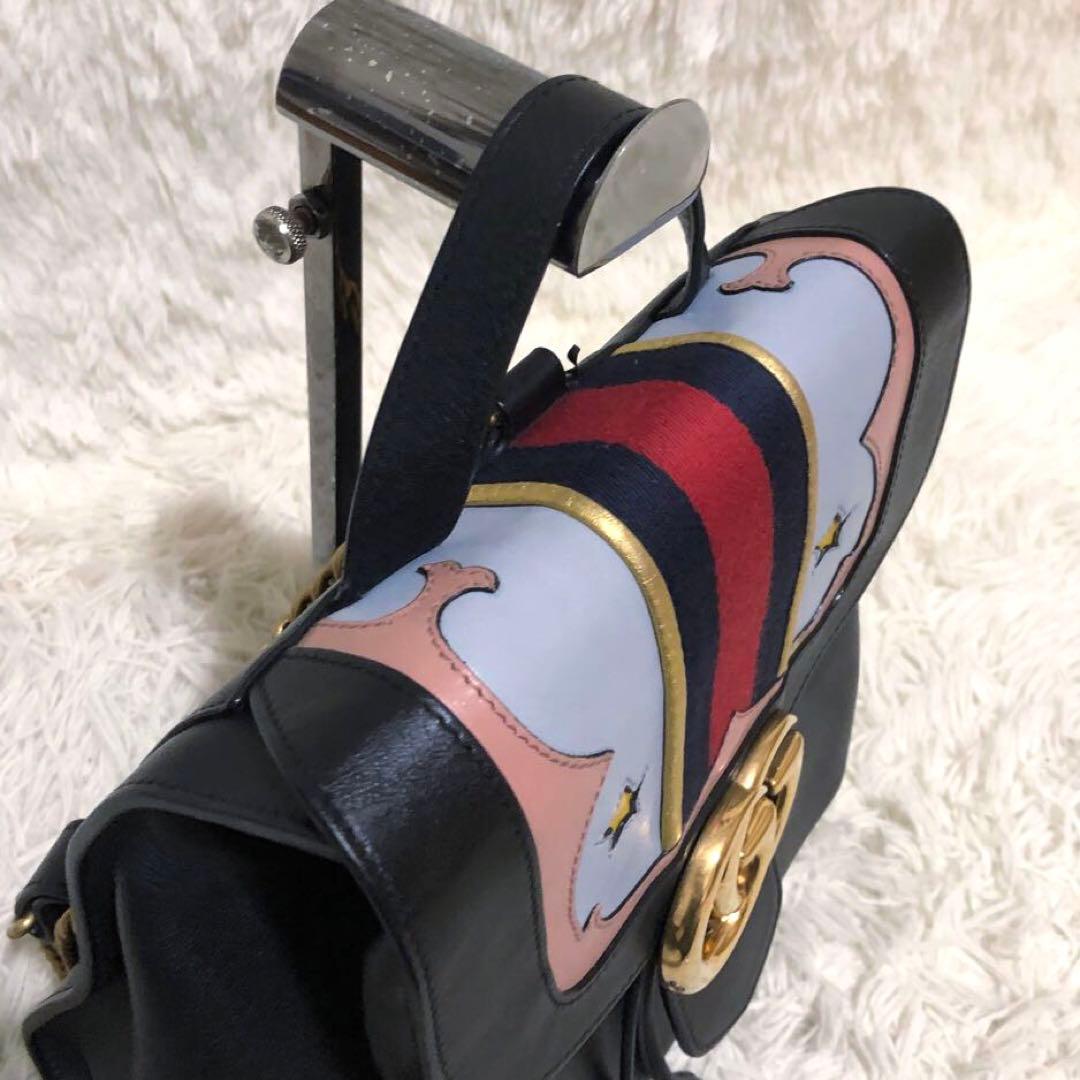 未使用級✨グッチ レザー ミニ リュック チェーン シェリーライン ブラック