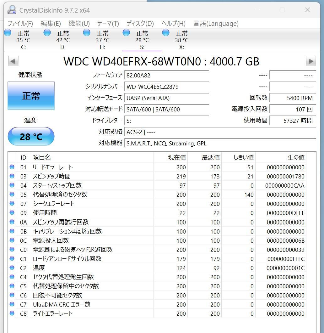 4TB WD Red HDD WD40EFRX 2個 判定正常