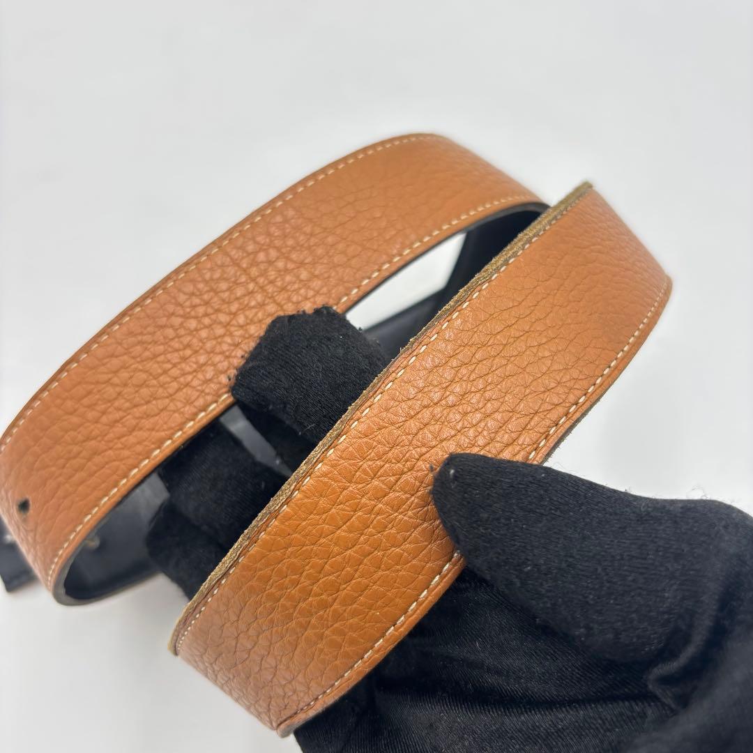 HERMESエルメス リバーシブル レザーベルトウエスト90 ブラック ブラウン