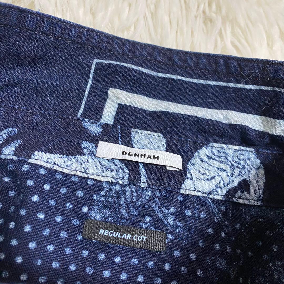 美品　デンハム　インディゴ　スカル　シャツ　長袖　L メンズ