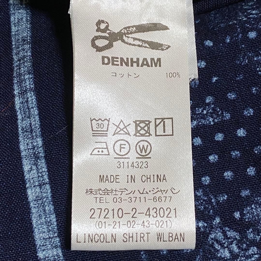 美品　デンハム　インディゴ　スカル　シャツ　長袖　L メンズ