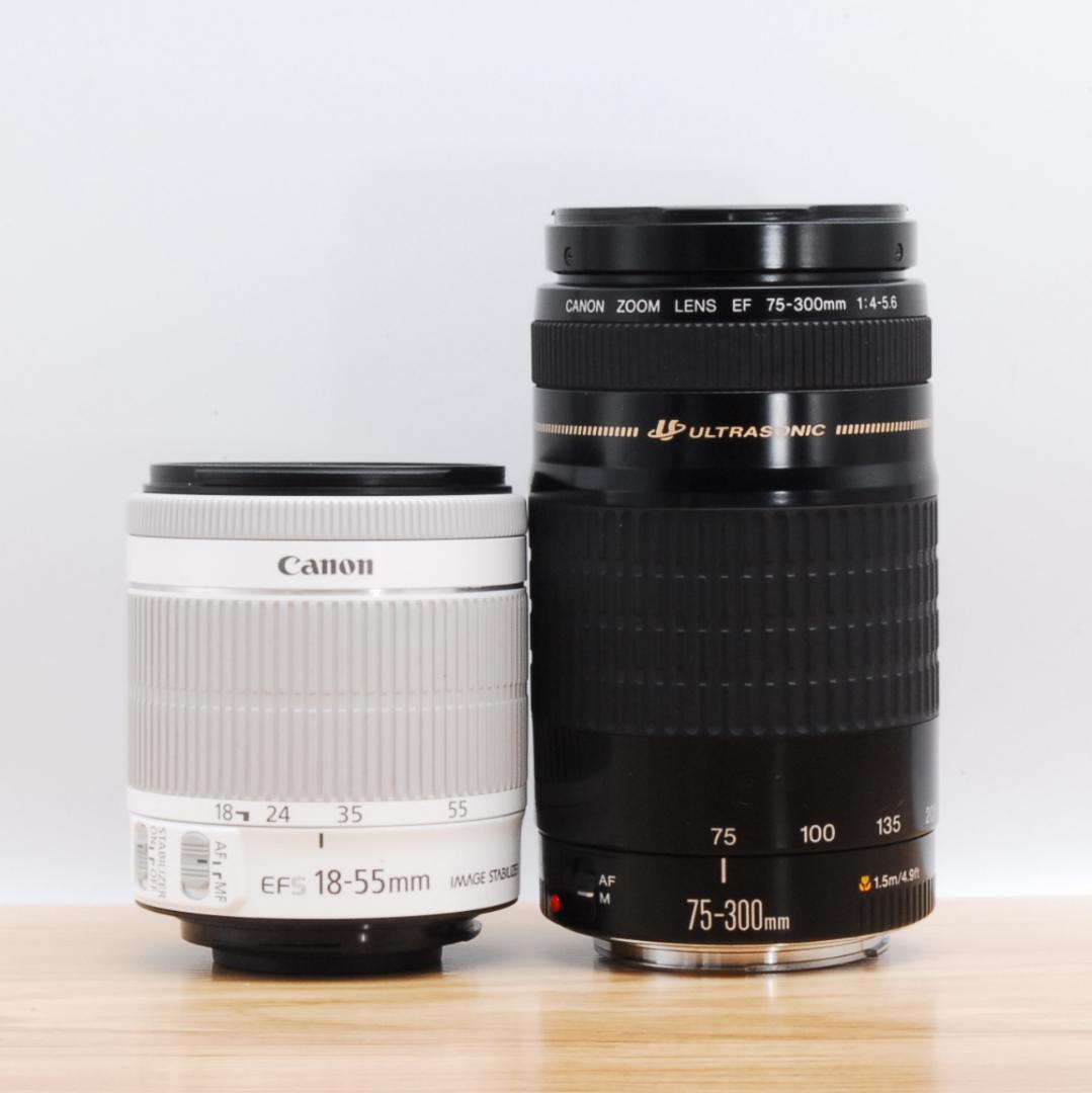 ⭐️スマホ転送OK⭐️人気ホワイト！Canon EOS Kiss X7 ダブルレンズ