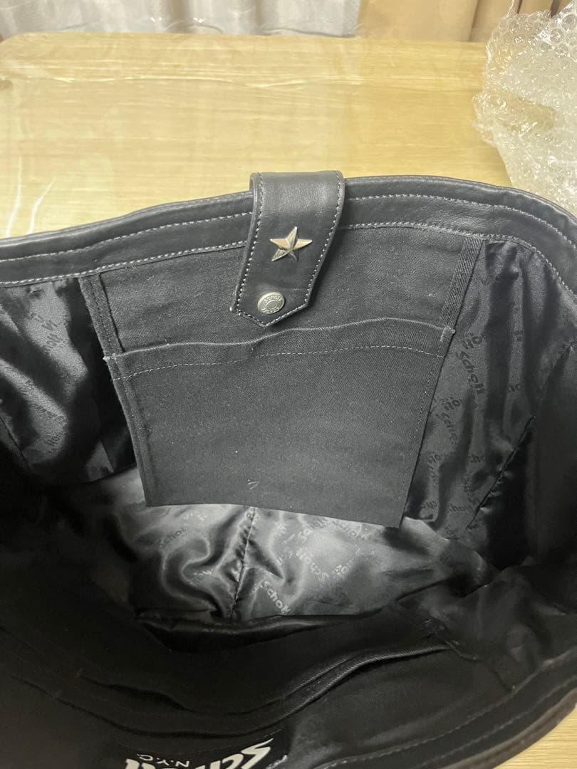 Schott ブラック レザートートバッグ