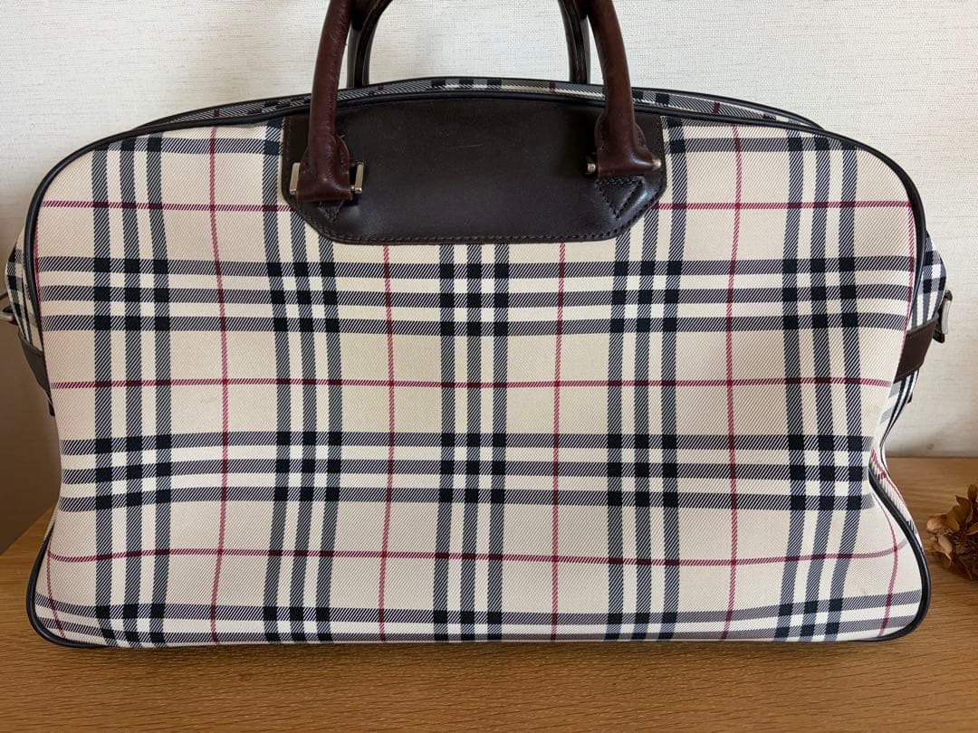 Burberry チェック柄ボストンバッグ 大容量 旅行用