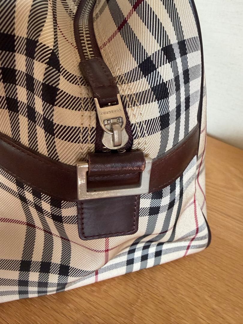 Burberry チェック柄ボストンバッグ 大容量 旅行用