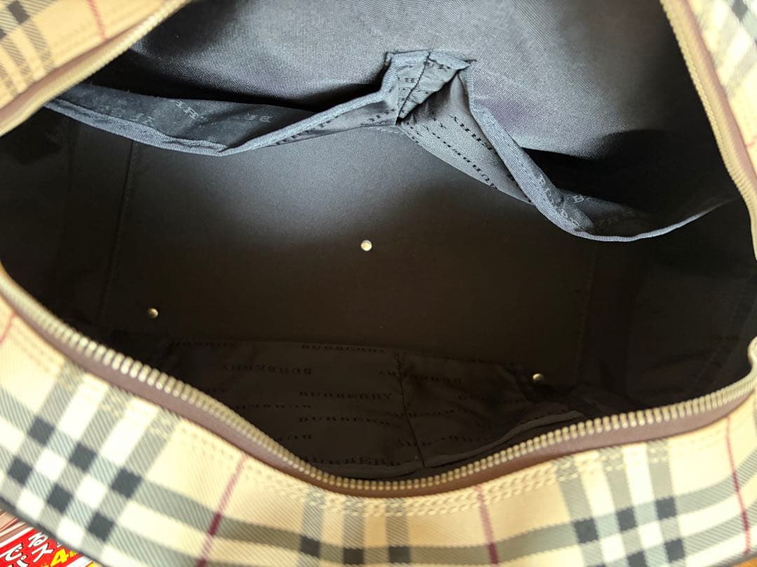 Burberry チェック柄ボストンバッグ 大容量 旅行用