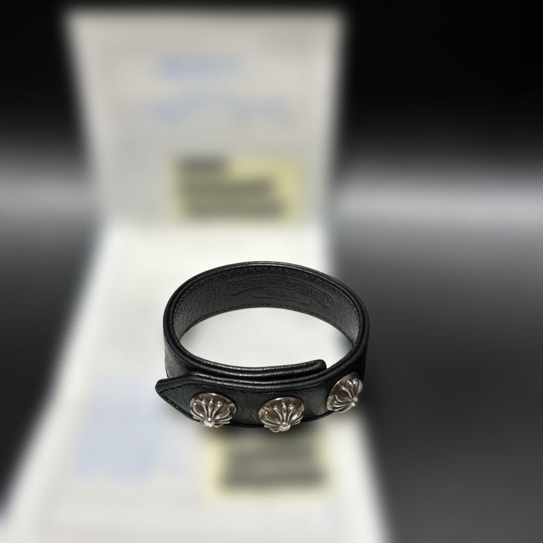 CHROME HEARTS クロムハーツ 3ボタン2 スナップレザーブレスレット