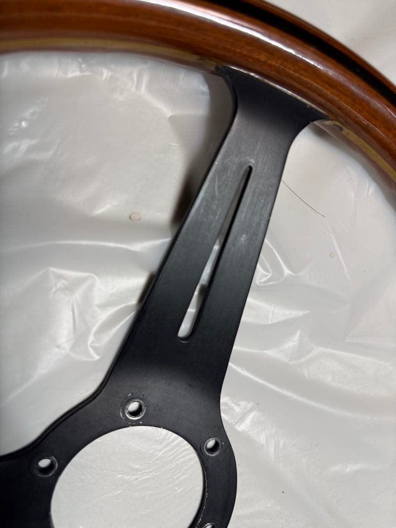 ナルディ ウッド ブラックスポーク ホーンボタン付ステアリングホイール　当時物