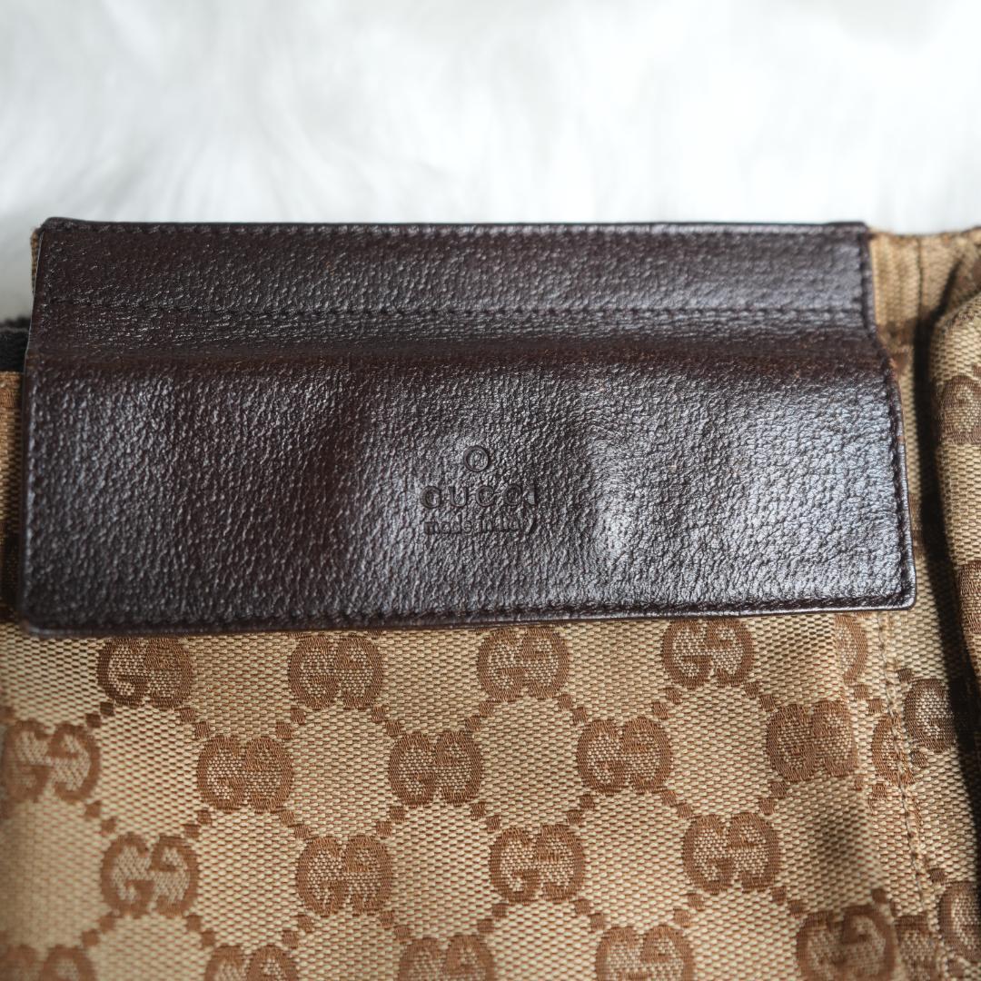 グッチ GUCCI ボディバッグ GG レザー 革 キャンバス ブラウン