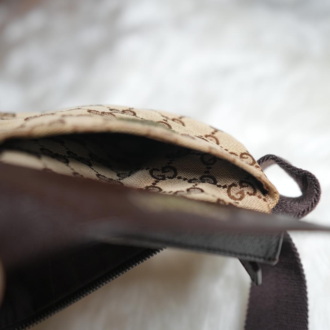 グッチ GUCCI ボディバッグ GG レザー 革 キャンバス ブラウン