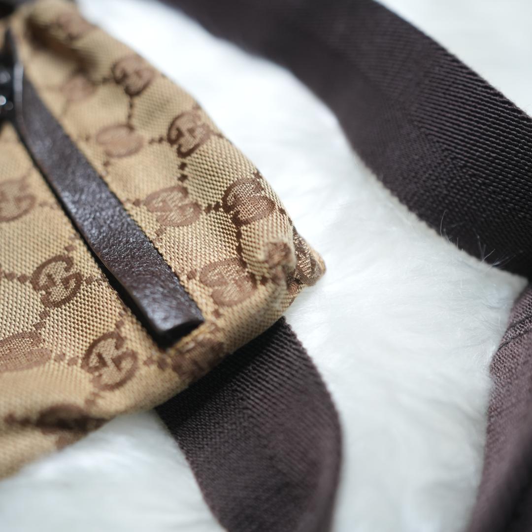 グッチ GUCCI ボディバッグ GG レザー 革 キャンバス ブラウン
