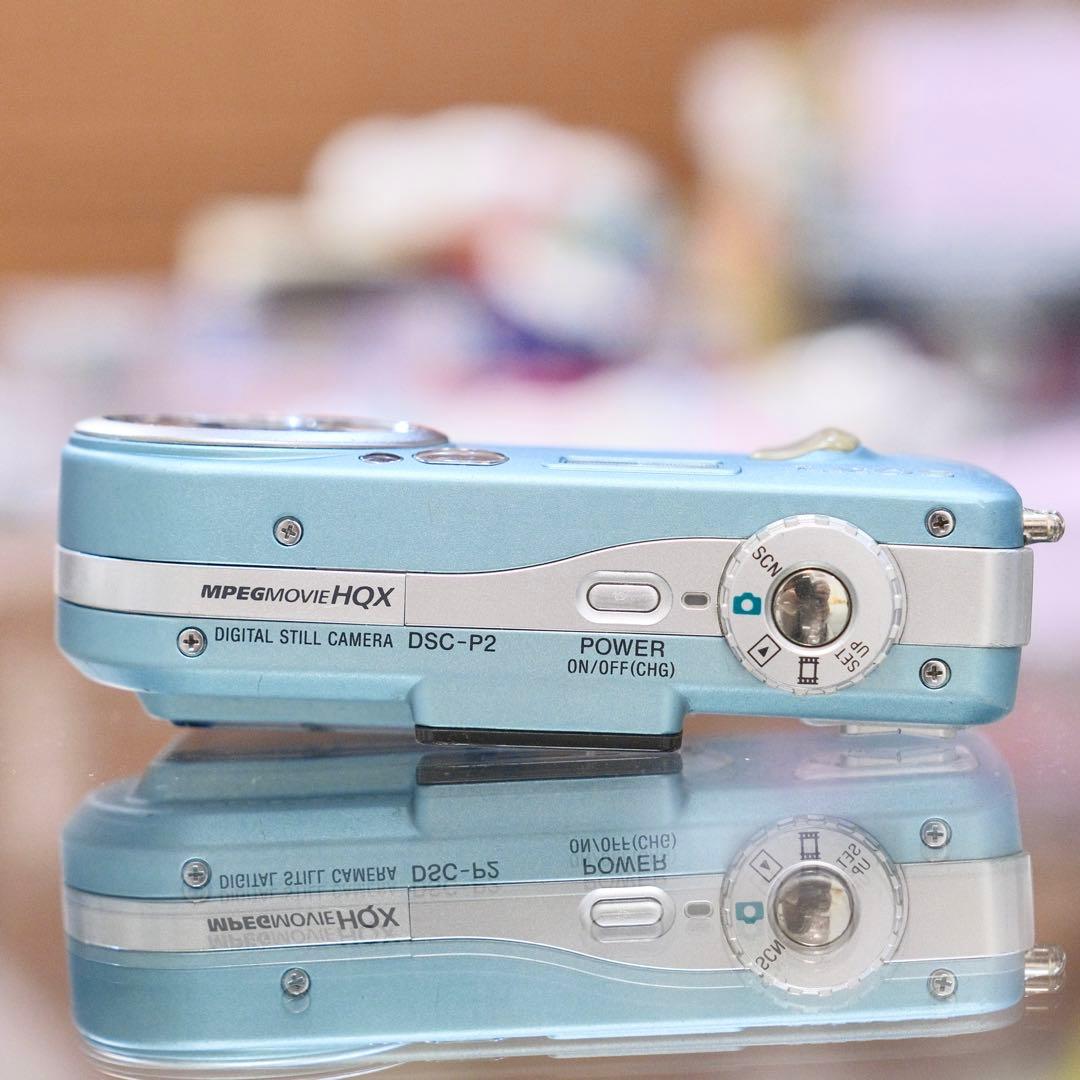 希少 動作品 平成レトロ SONY Cyber−Shot DSC- P2 ブルー
