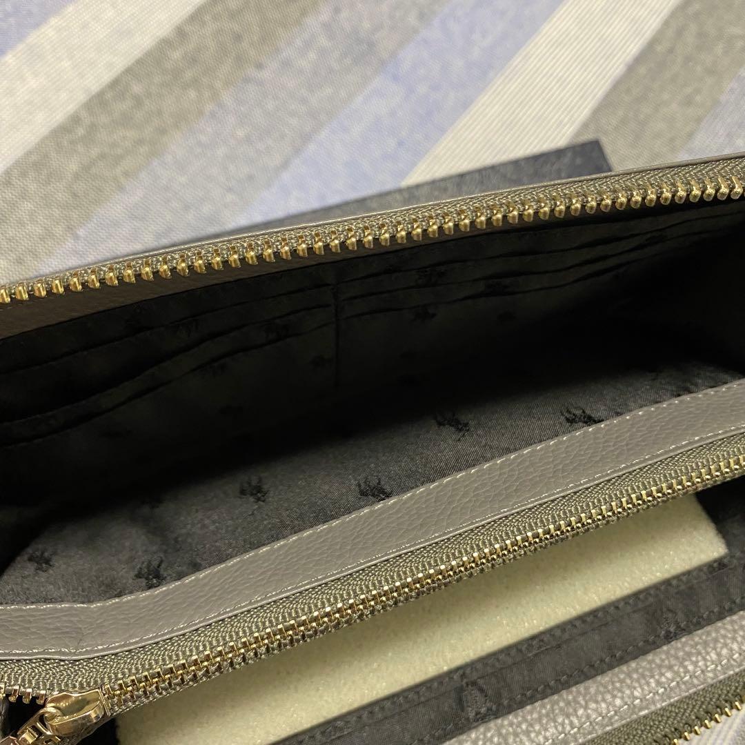 【新品】POLO RALPH LAUREN POLO刺繍 レザー長財布 グレー