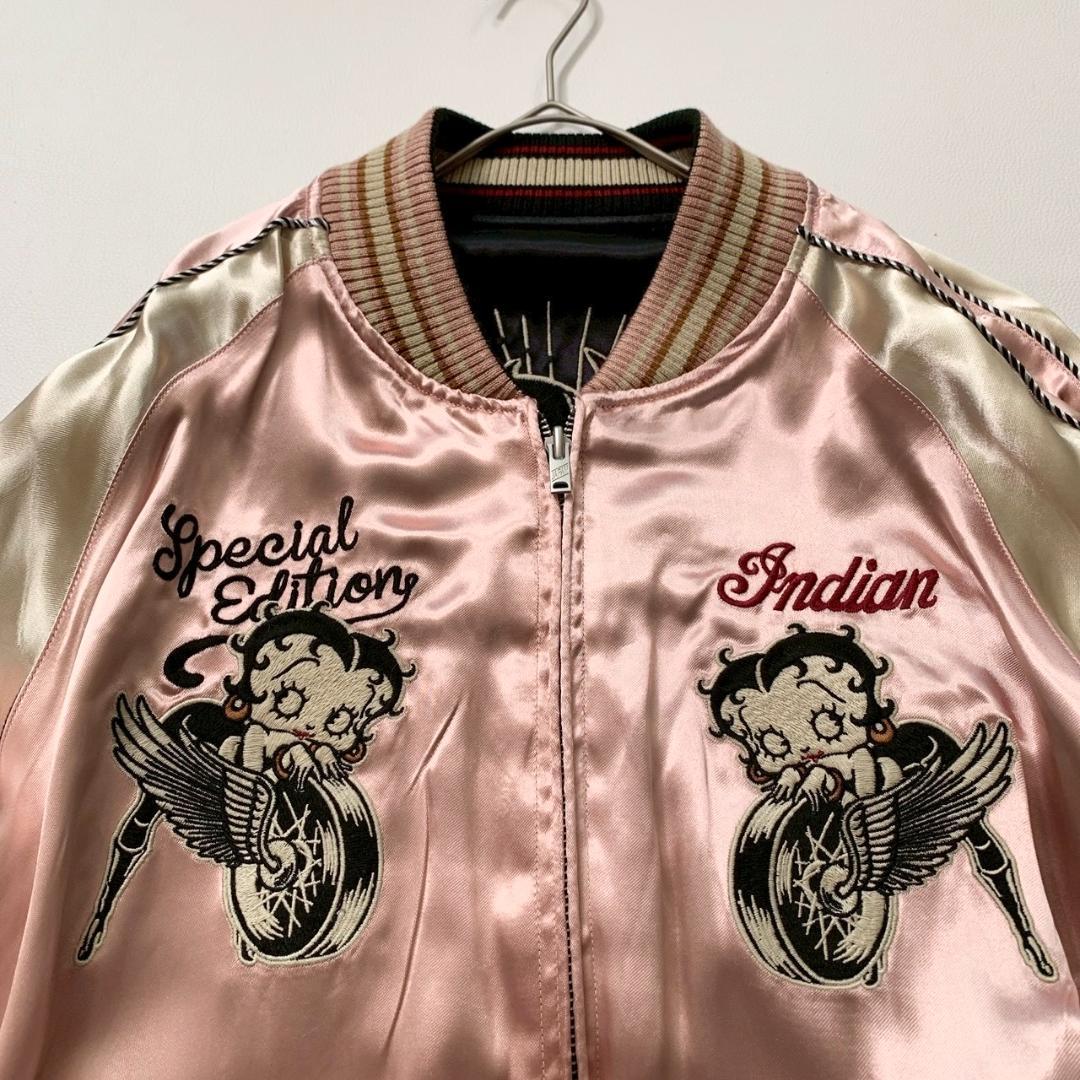【またしち】インディアン×ベティブープ リバーシブル 刺繍 スカジャン