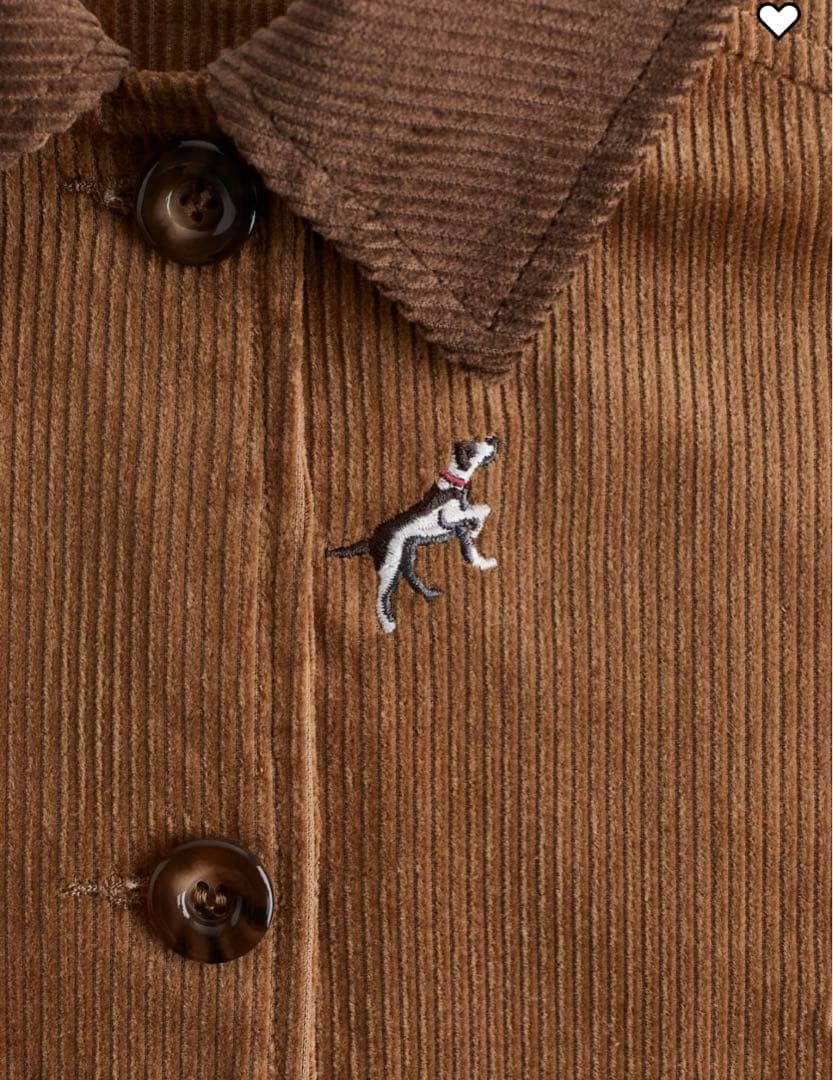  犬の刺繍 コーデュロイジャケット ブラウン