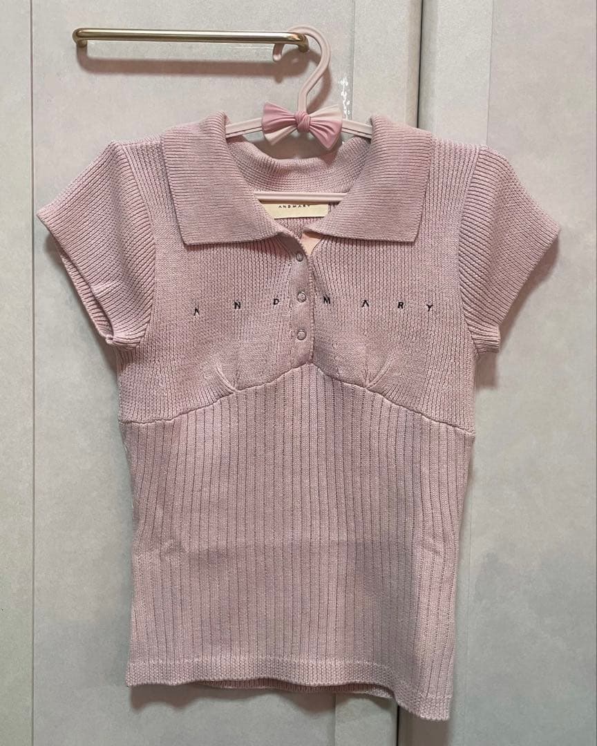 正規品 andmary Lindsay logo tops pink