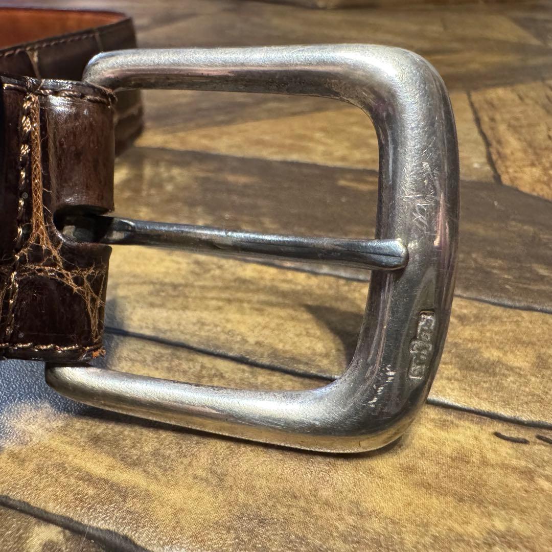 ラルフローレン アリゲーター レザー ベルト シルバー製バックル