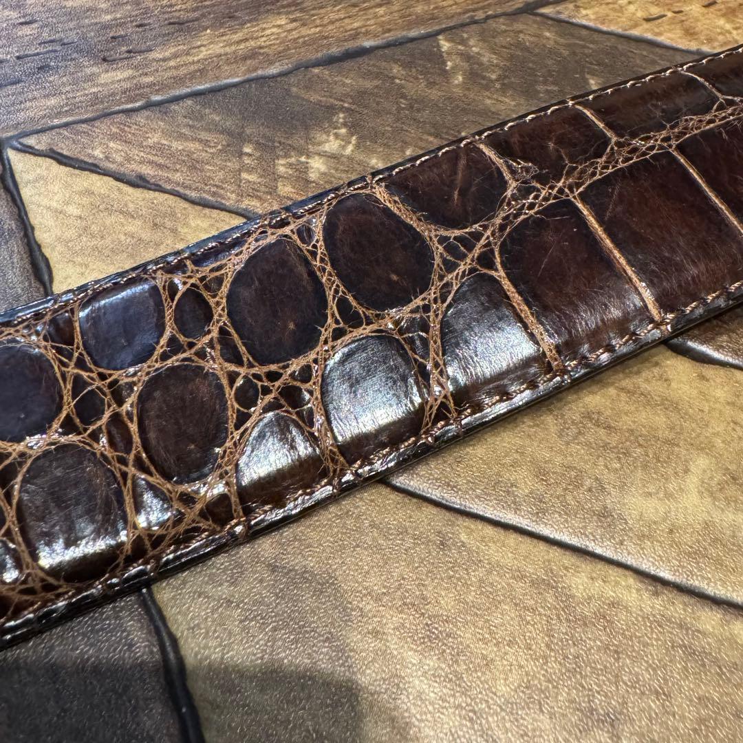 ラルフローレン アリゲーター レザー ベルト シルバー製バックル