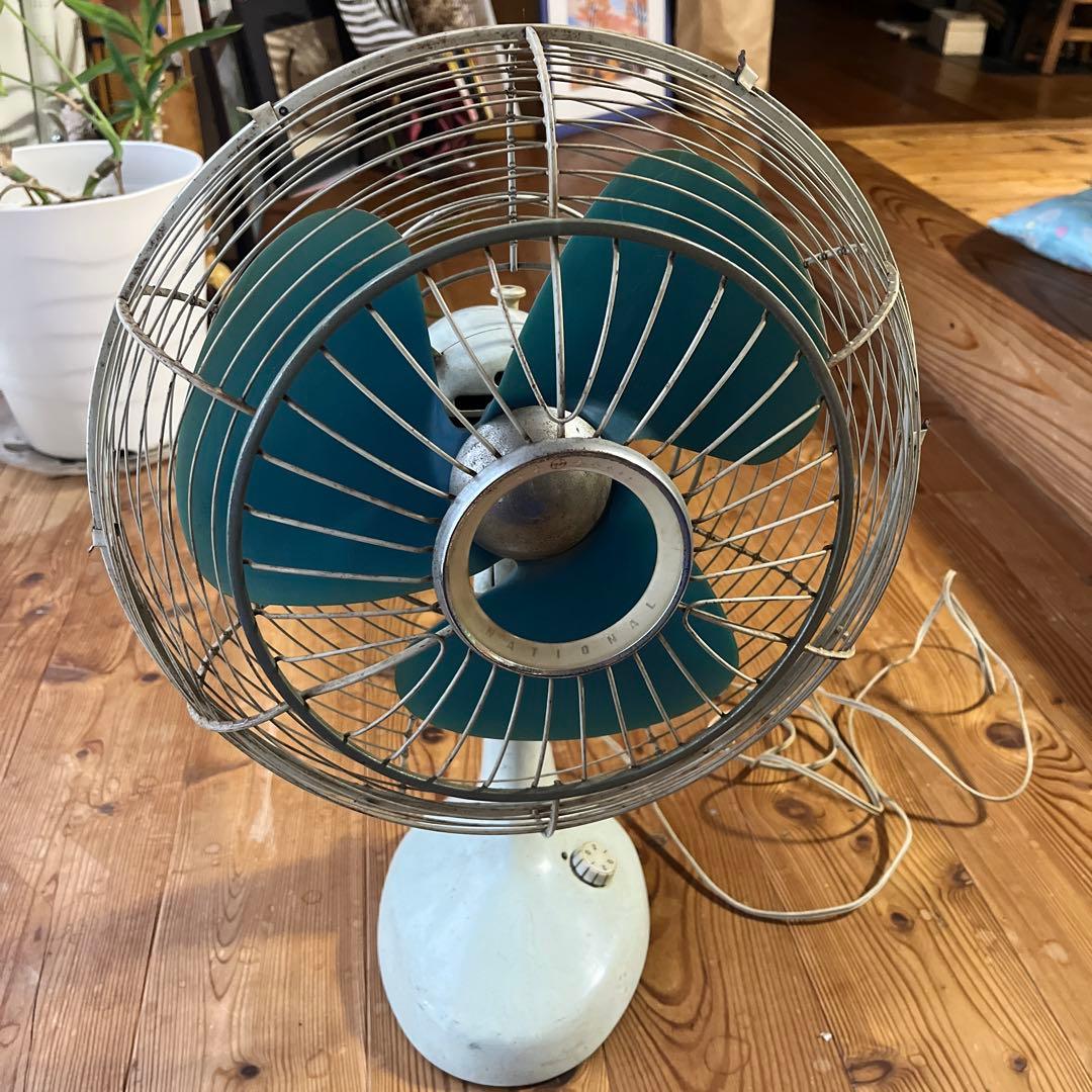 ☆ ナショナル　レトロ 卓上扇風機 青 3枚羽根　☆