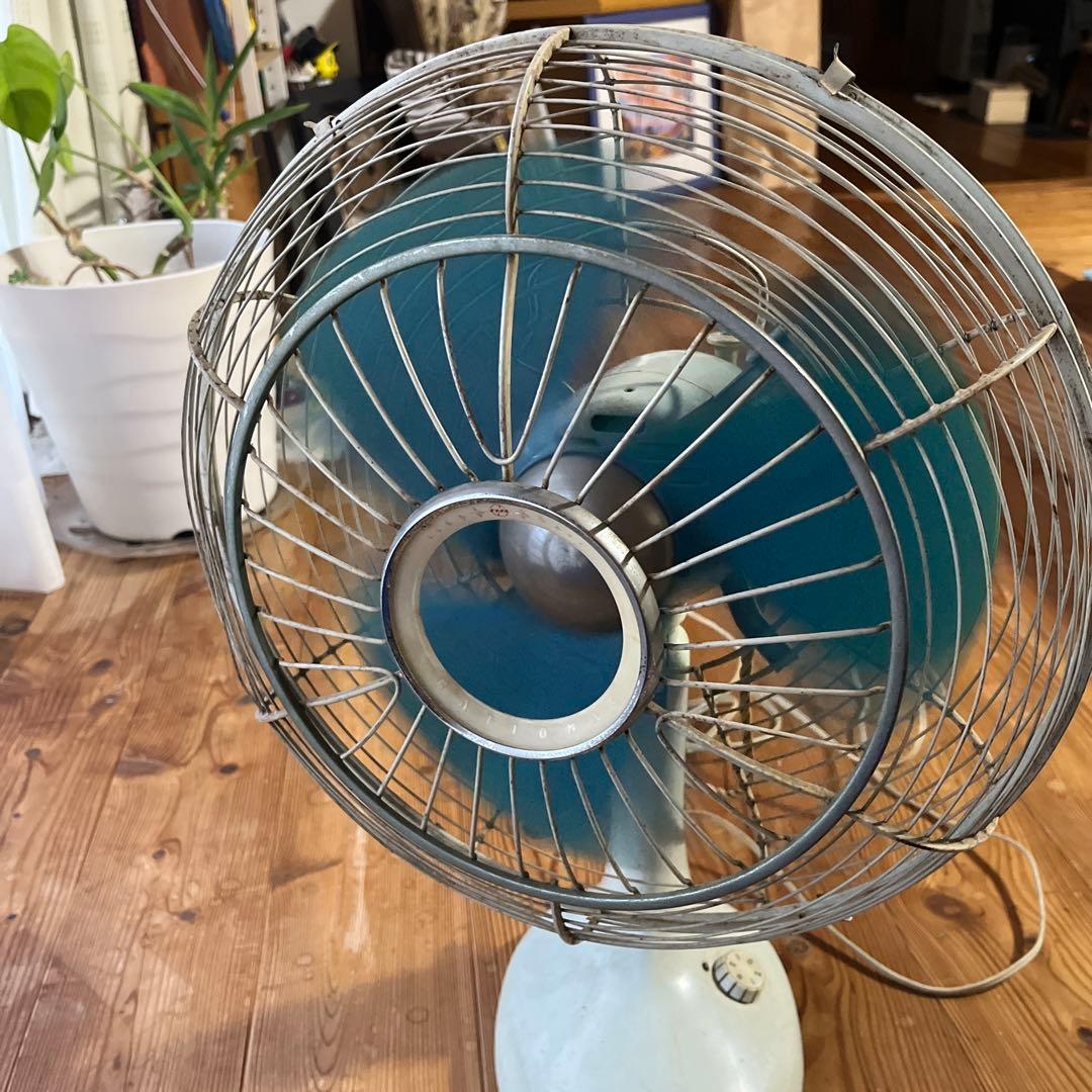 ☆ ナショナル　レトロ 卓上扇風機 青 3枚羽根　☆