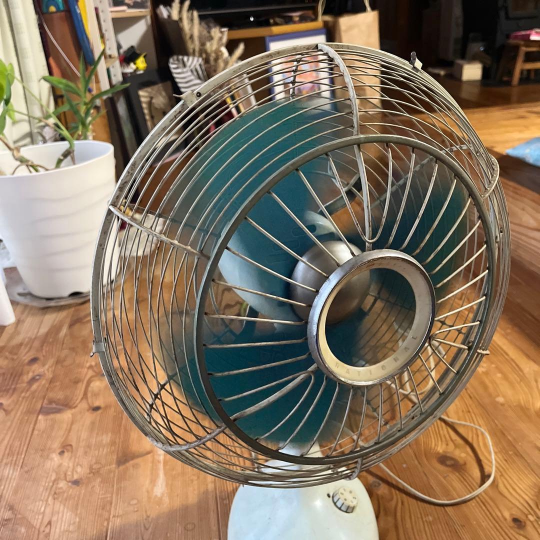 ☆ ナショナル　レトロ 卓上扇風機 青 3枚羽根　☆