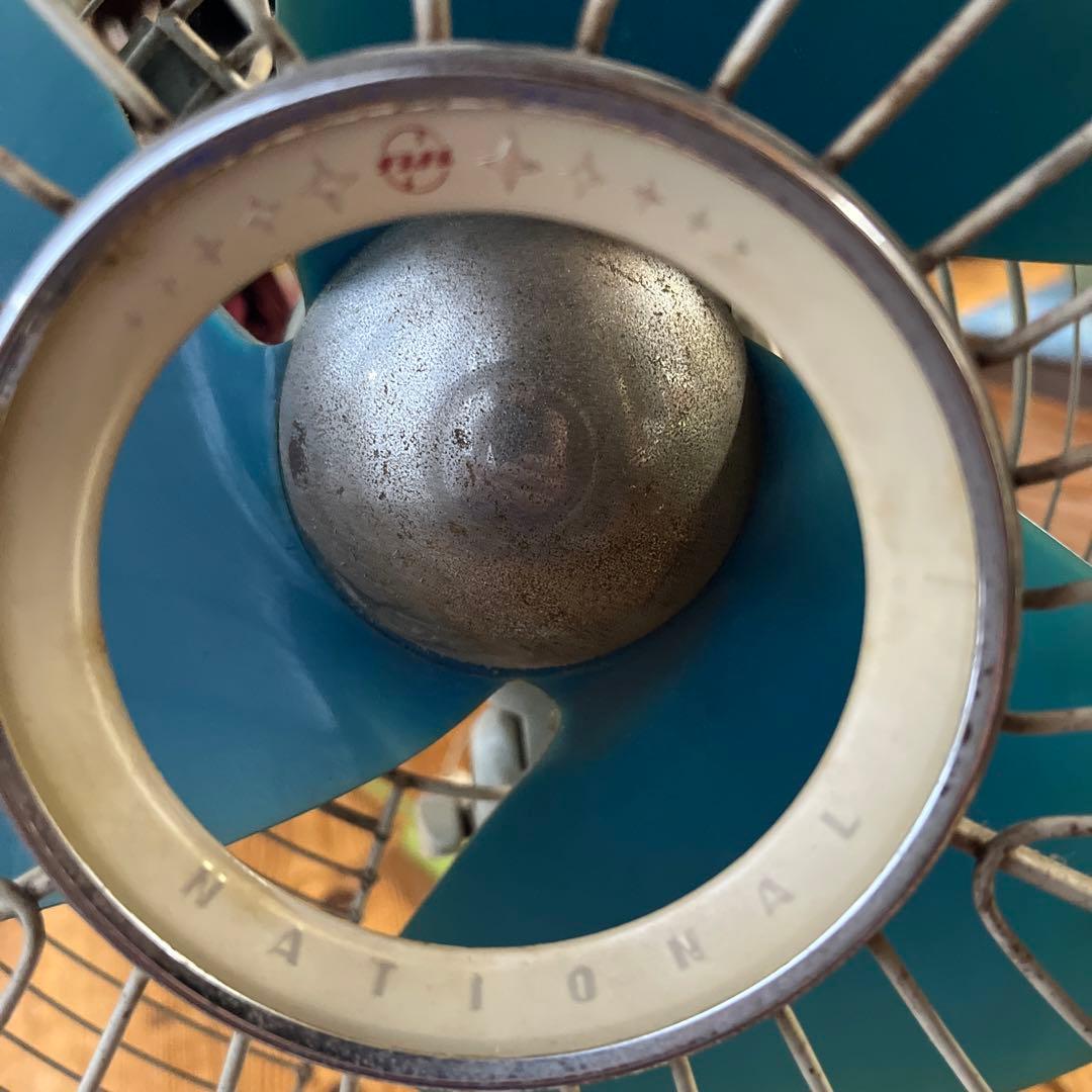 ☆ ナショナル　レトロ 卓上扇風機 青 3枚羽根　☆