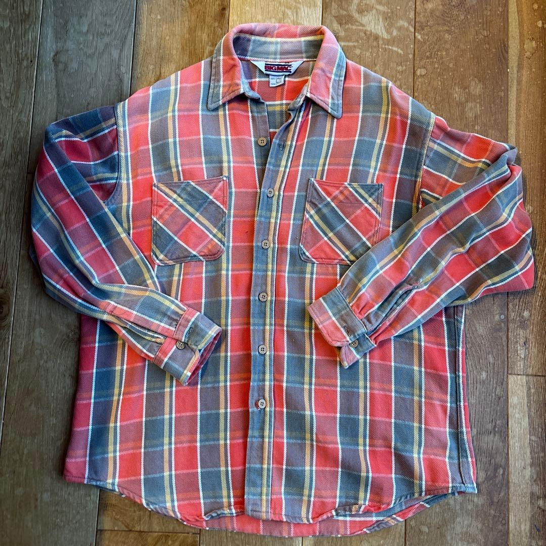 80s USA製 BIGMAC ヘビネル 好配色 ネルシャツ フェード