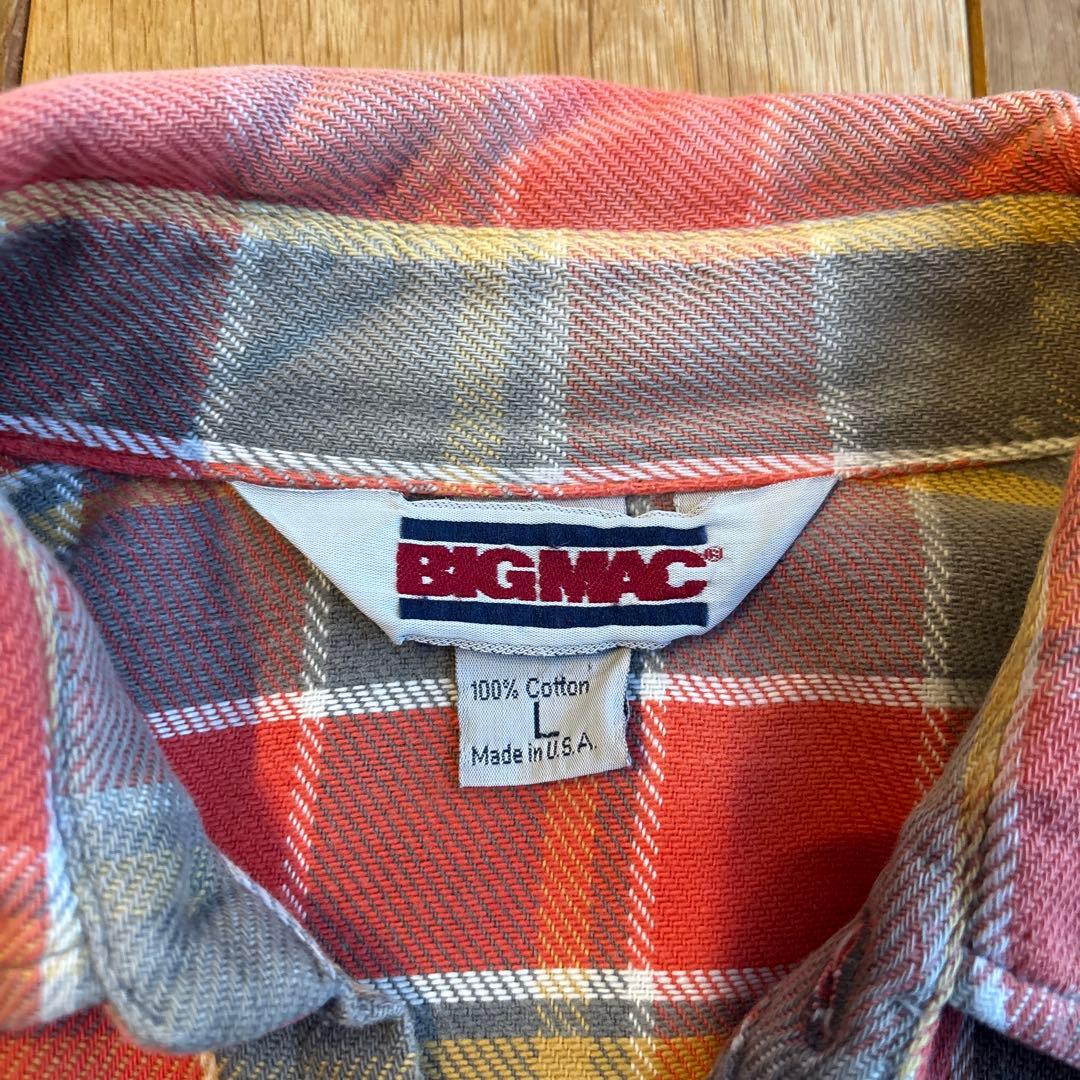 80s USA製 BIGMAC ヘビネル 好配色 ネルシャツ フェード