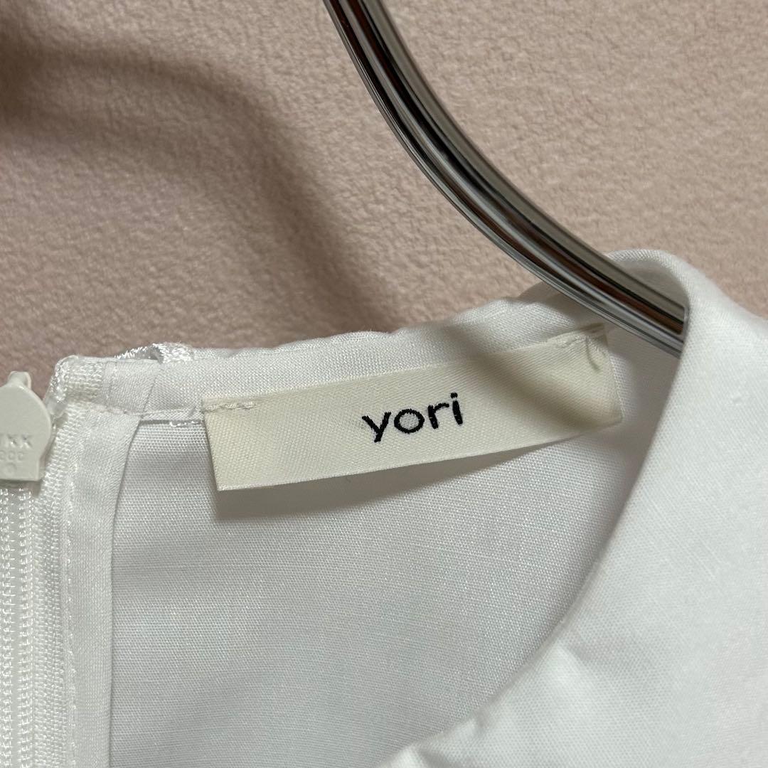 美品✨ yori 【Free size】 スカラップロングスリーブブラウス 白