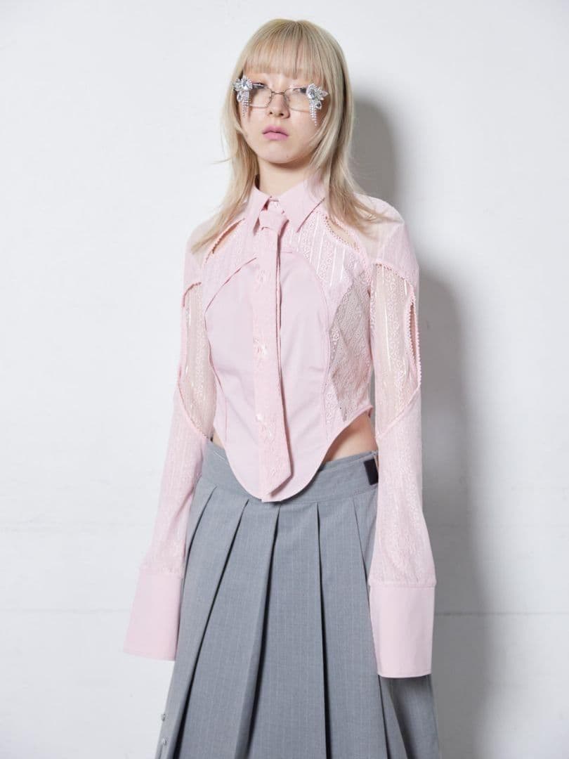 即日発送 完売 新品 neith. Lace Tied Shirts(Pink)
