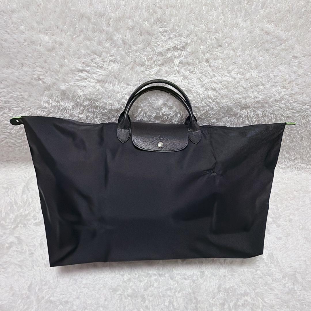 【未使用】LONGCHAMP ボストンバッグ ブラック グリーン1625 XL