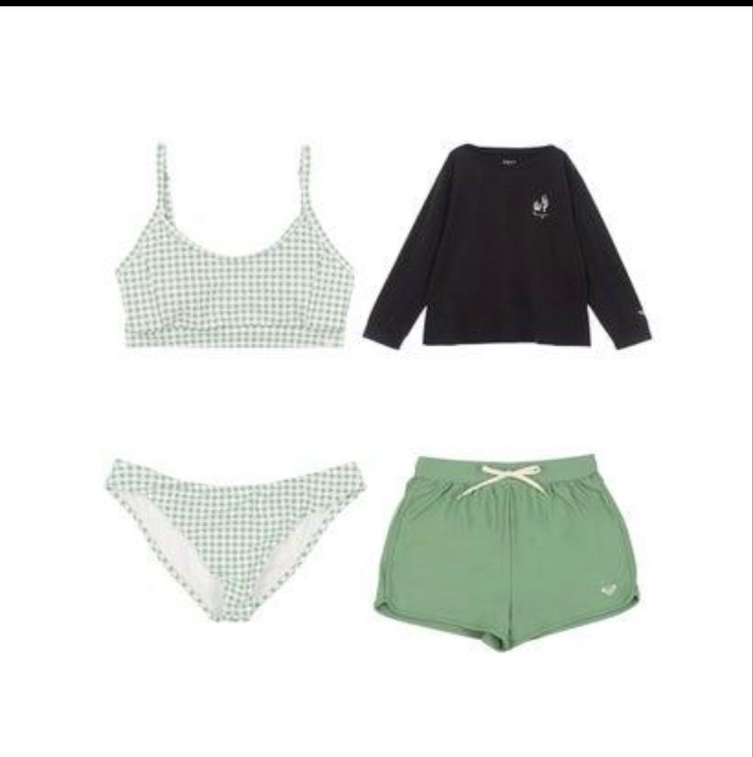【未使用】試着のみロキシービキニ・ショートパンツ・ラッシュガードセットMサイズ