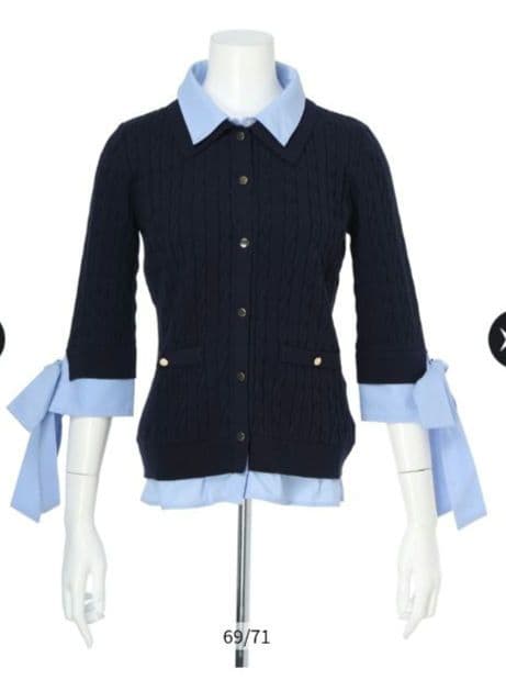 【新品未使用タグ付】Apuweiser-riche　袖りぼんレイヤードリブニット