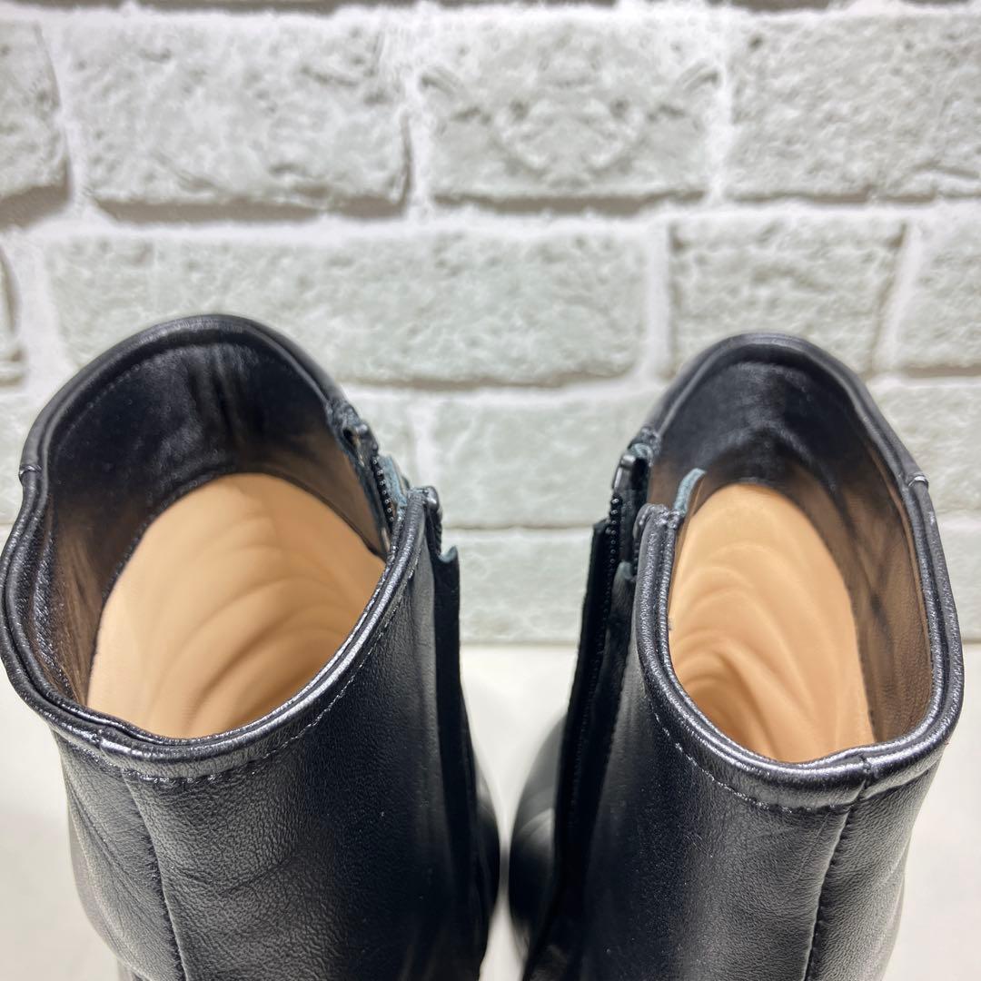 【美品】PELLICO ショートブーツ 黒 レザー サイドジップ ヒール 38