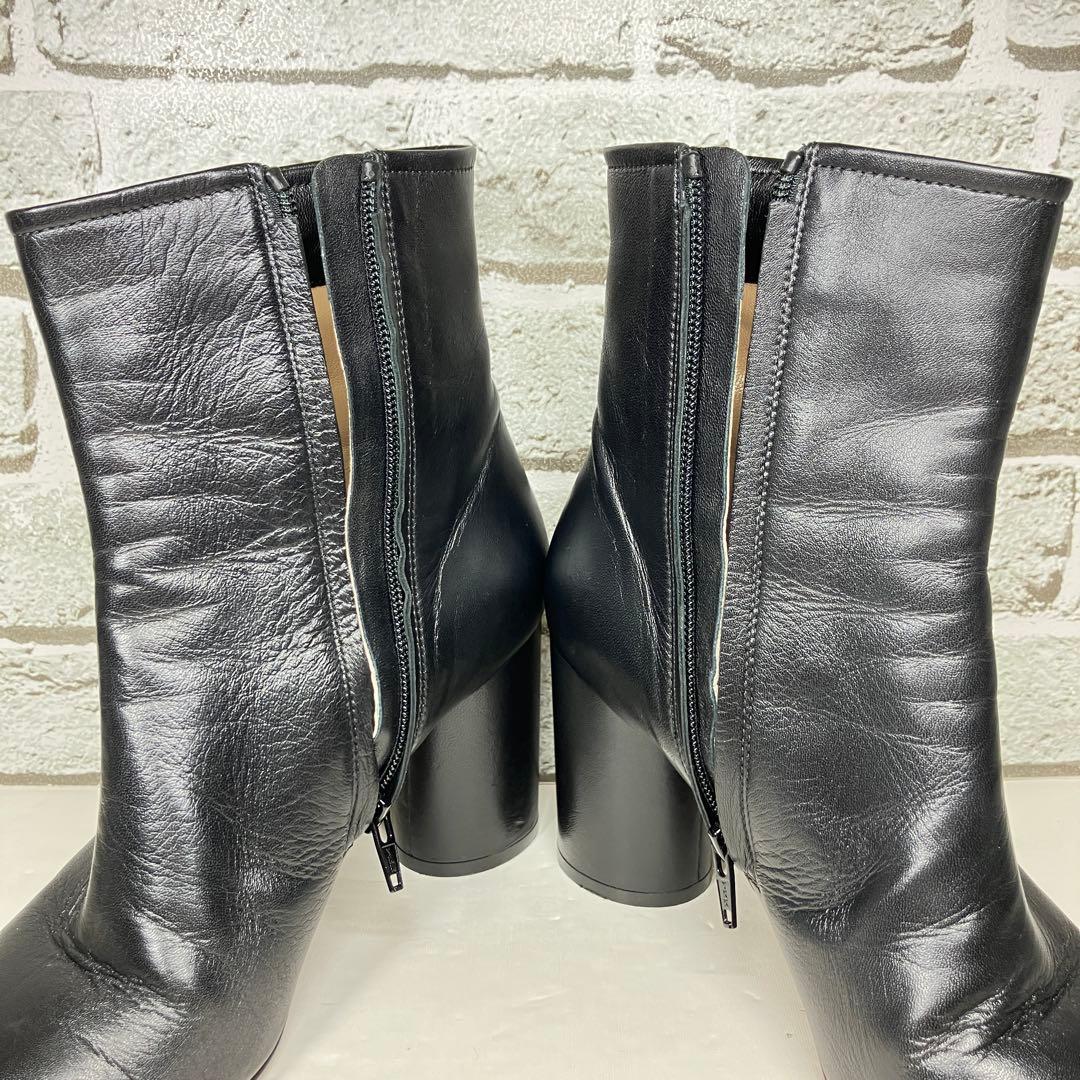 【美品】PELLICO ショートブーツ 黒 レザー サイドジップ ヒール 38