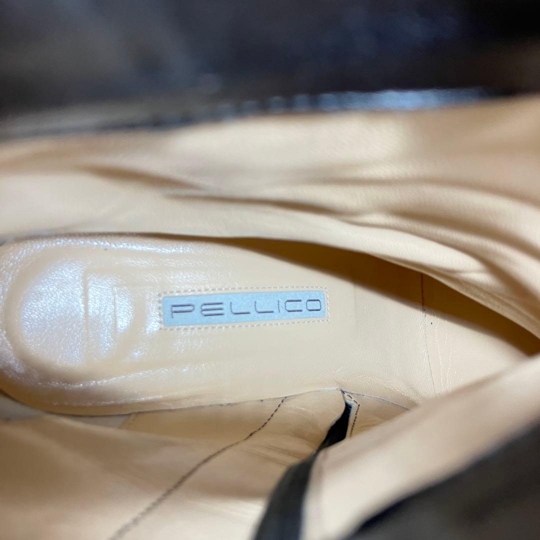 【美品】PELLICO ショートブーツ 黒 レザー サイドジップ ヒール 38