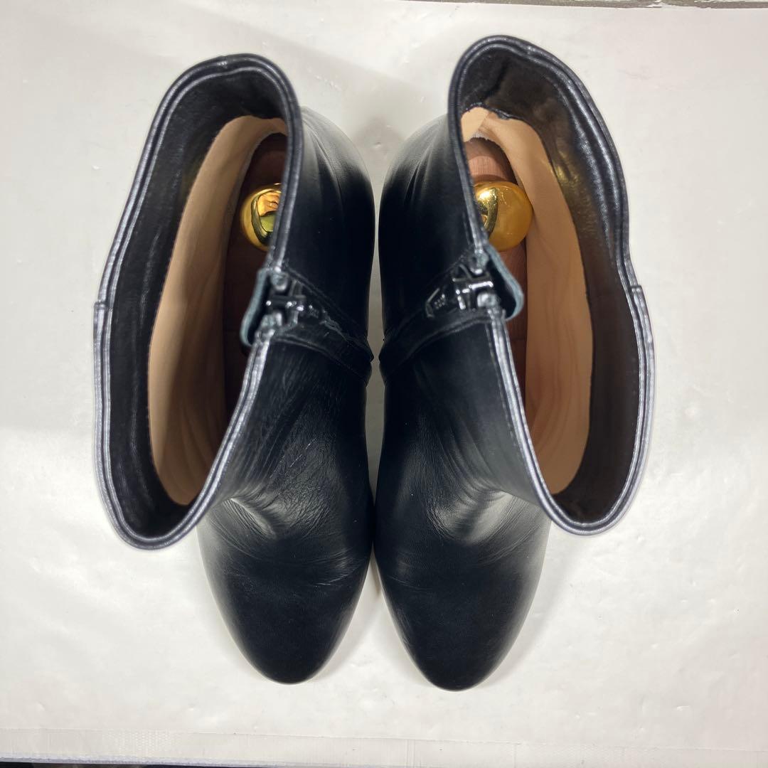 【美品】PELLICO ショートブーツ 黒 レザー サイドジップ ヒール 38