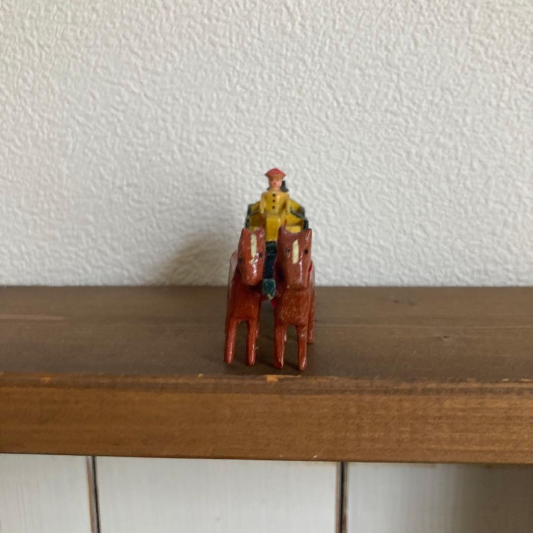 WF-35 ドイツアンティークミニチュア小さな小さな木製馬車＆素敵な建物のセット