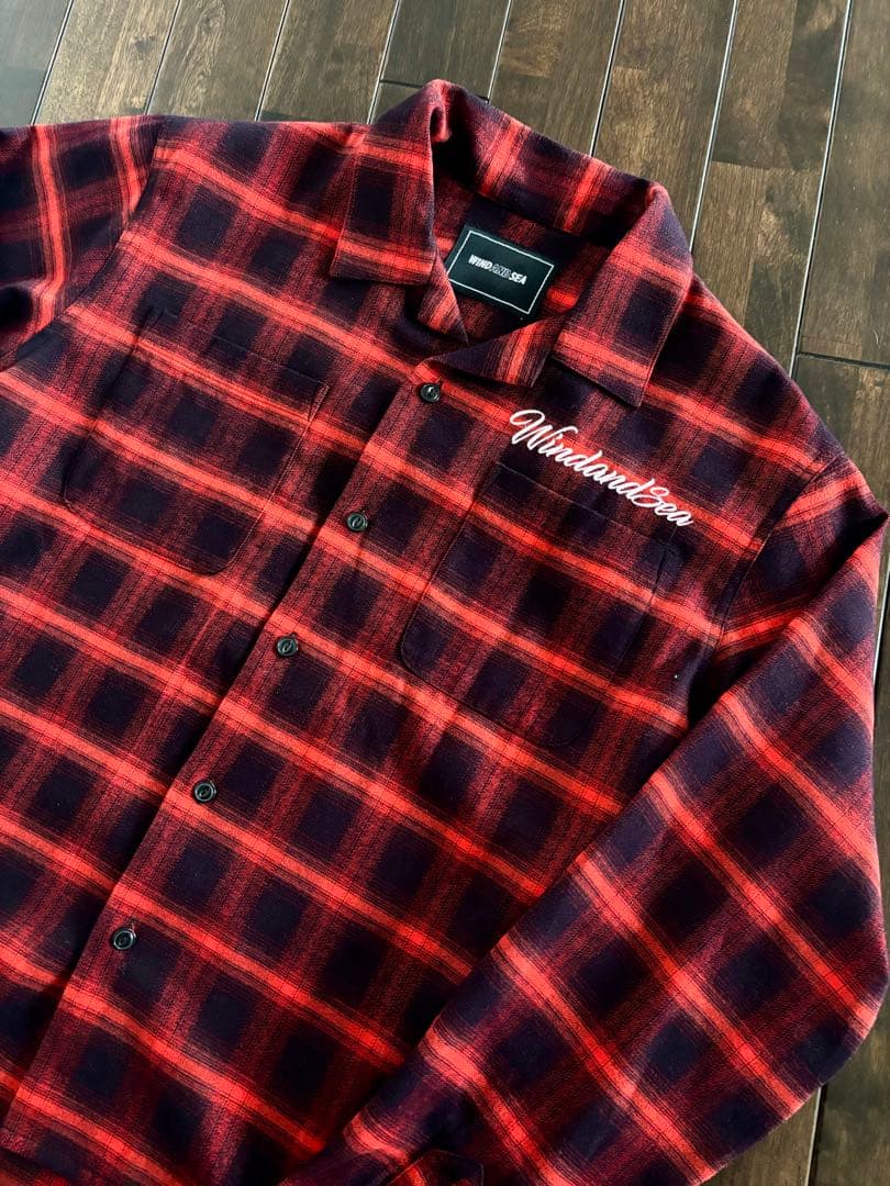 WIND AND SEA/未使用近 サンタクルーズ オンブレチェック 赤×黒 M
