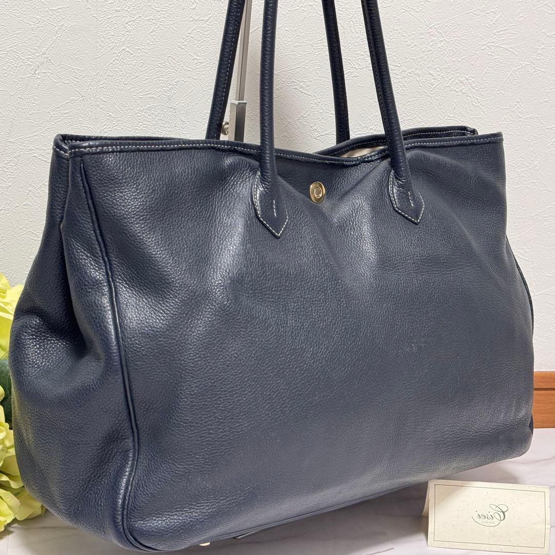 シセイ オールレザー トートバッグ ネイビー ビジネス 大容量 PC A4シボ革